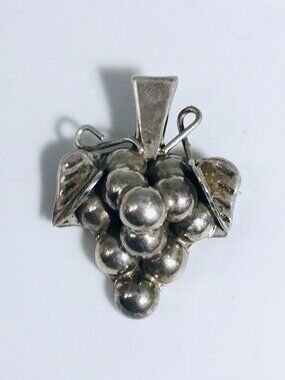 Vintage Taxco Sterling Silver 925 Grape Cluster Pendant and Brooch Mexico